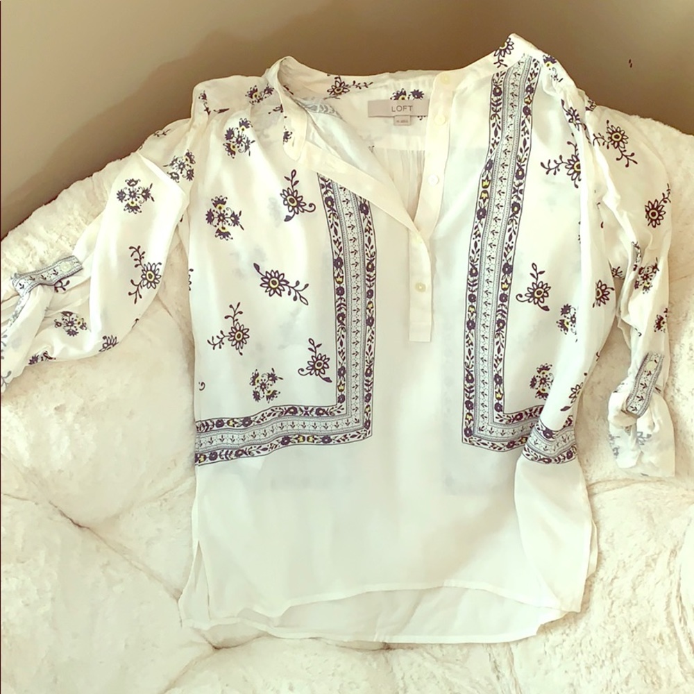 Loft roll-sleeve tunic.